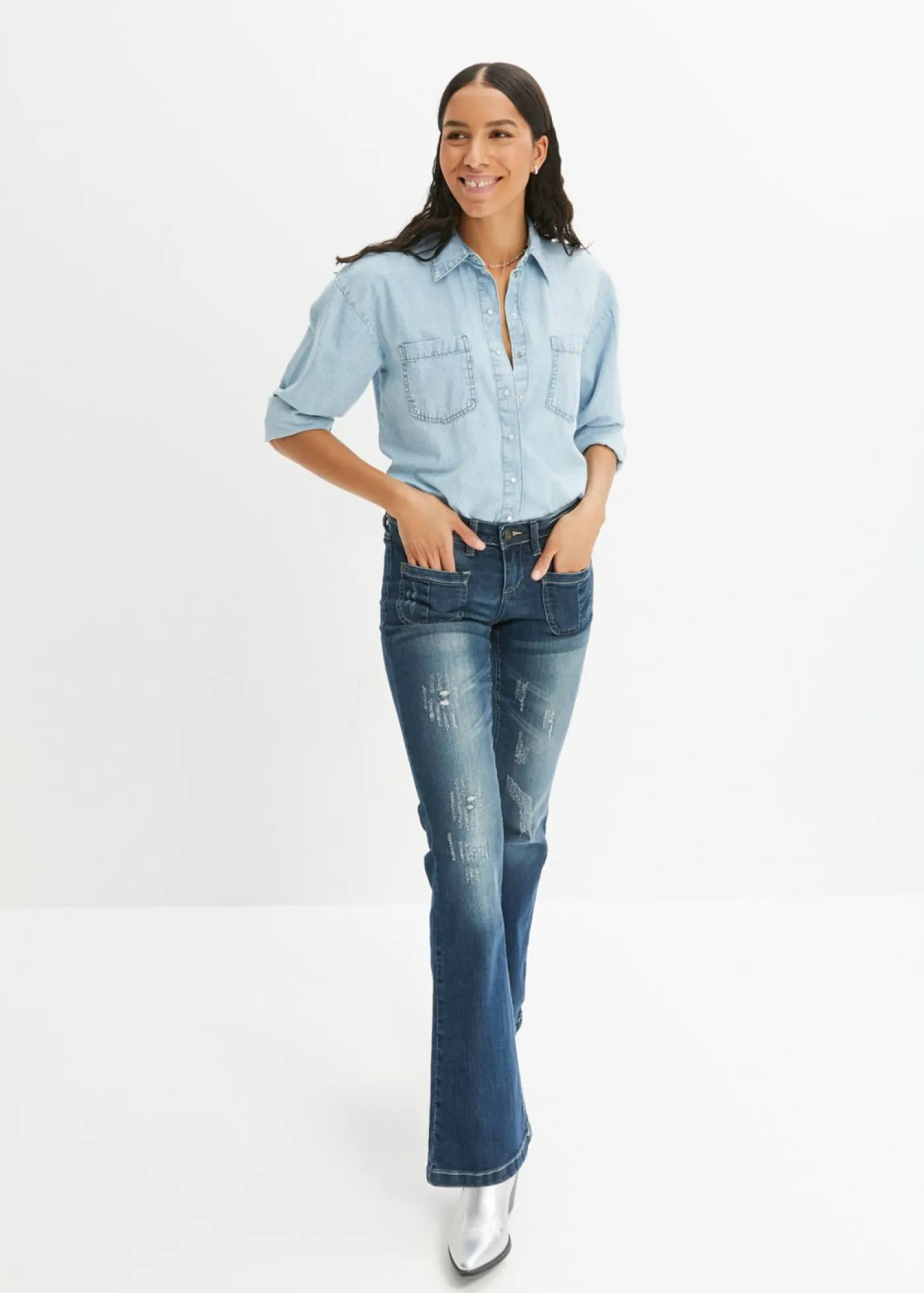 Best Vaquero bootcut con efecto descolorido Mujer Vaqueros