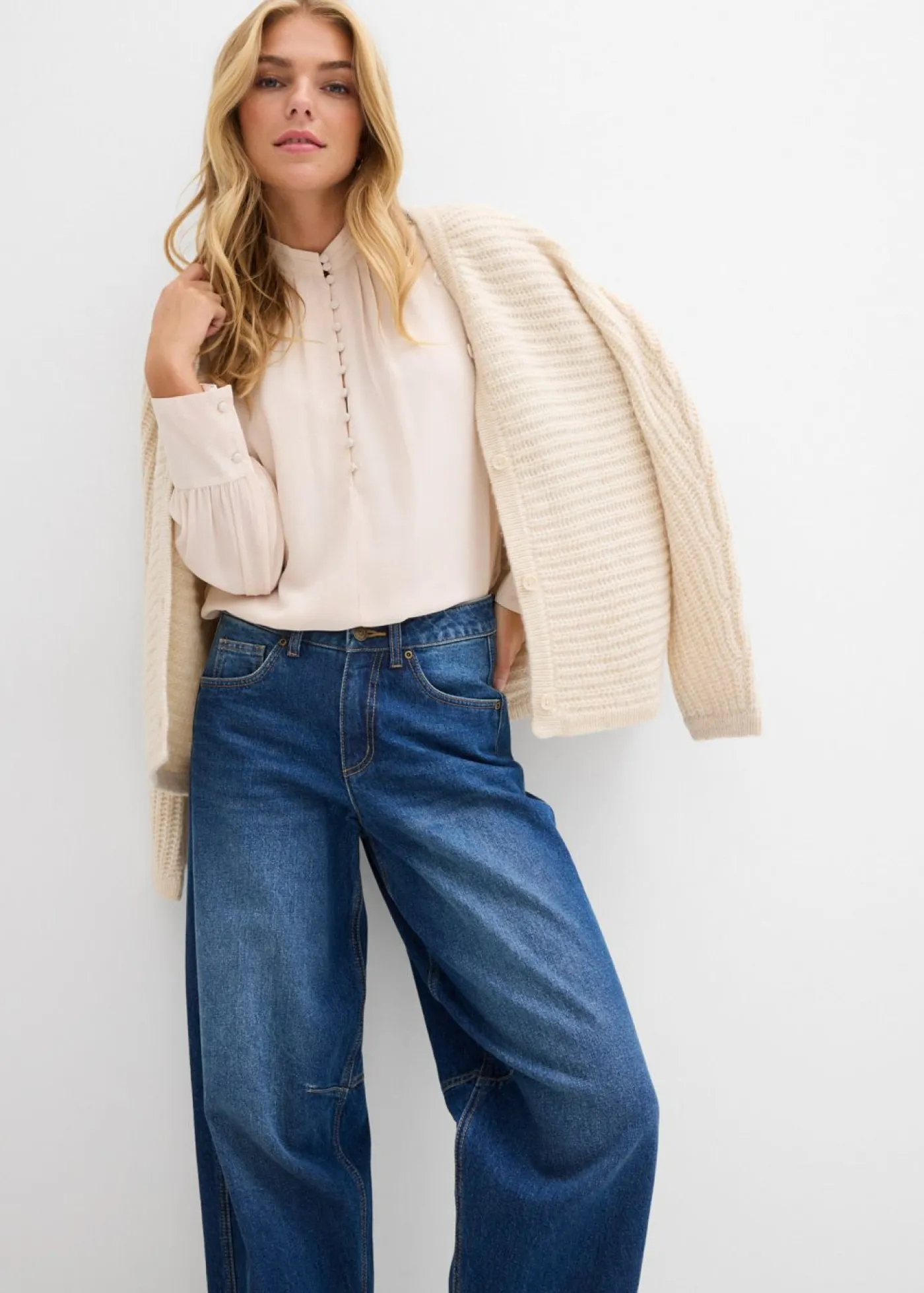 Clearance Vaqueros abullonados con talle medio Mujer Vaqueros