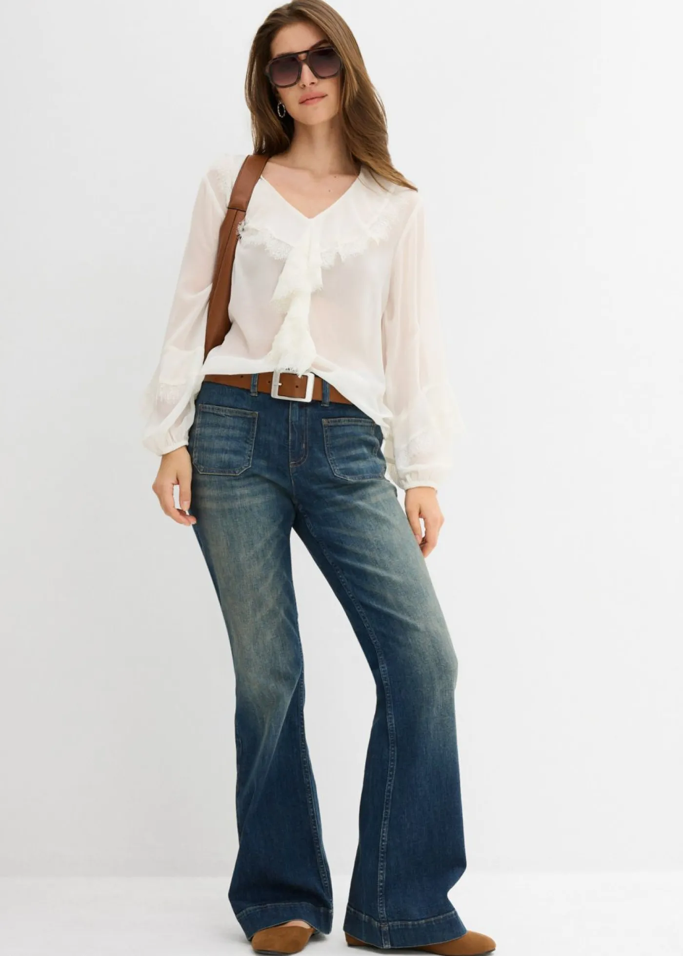 Outlet Vaqueros acampanados de talle medio Mujer Vaqueros