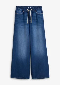 Clearance Vaqueros anchos de talle medio con cinturilla cómoda Mujer Vaqueros