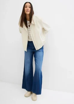 Clearance Vaqueros anchos de talle medio con cinturilla cómoda Mujer Vaqueros