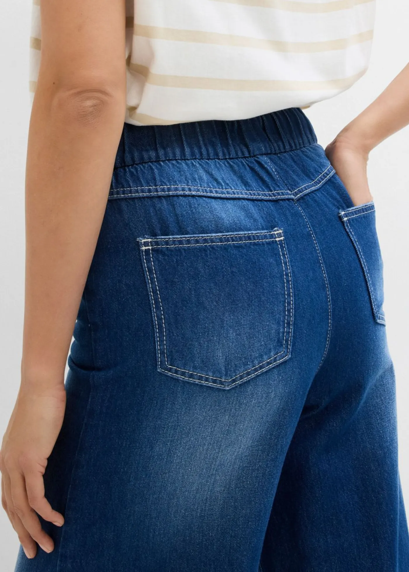 Clearance Vaqueros anchos de talle medio con cinturilla cómoda Mujer Vaqueros