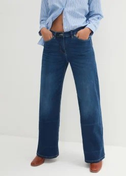 Hot Vaqueros anchos de talle medio con cinturilla cómoda Mujer Vaqueros