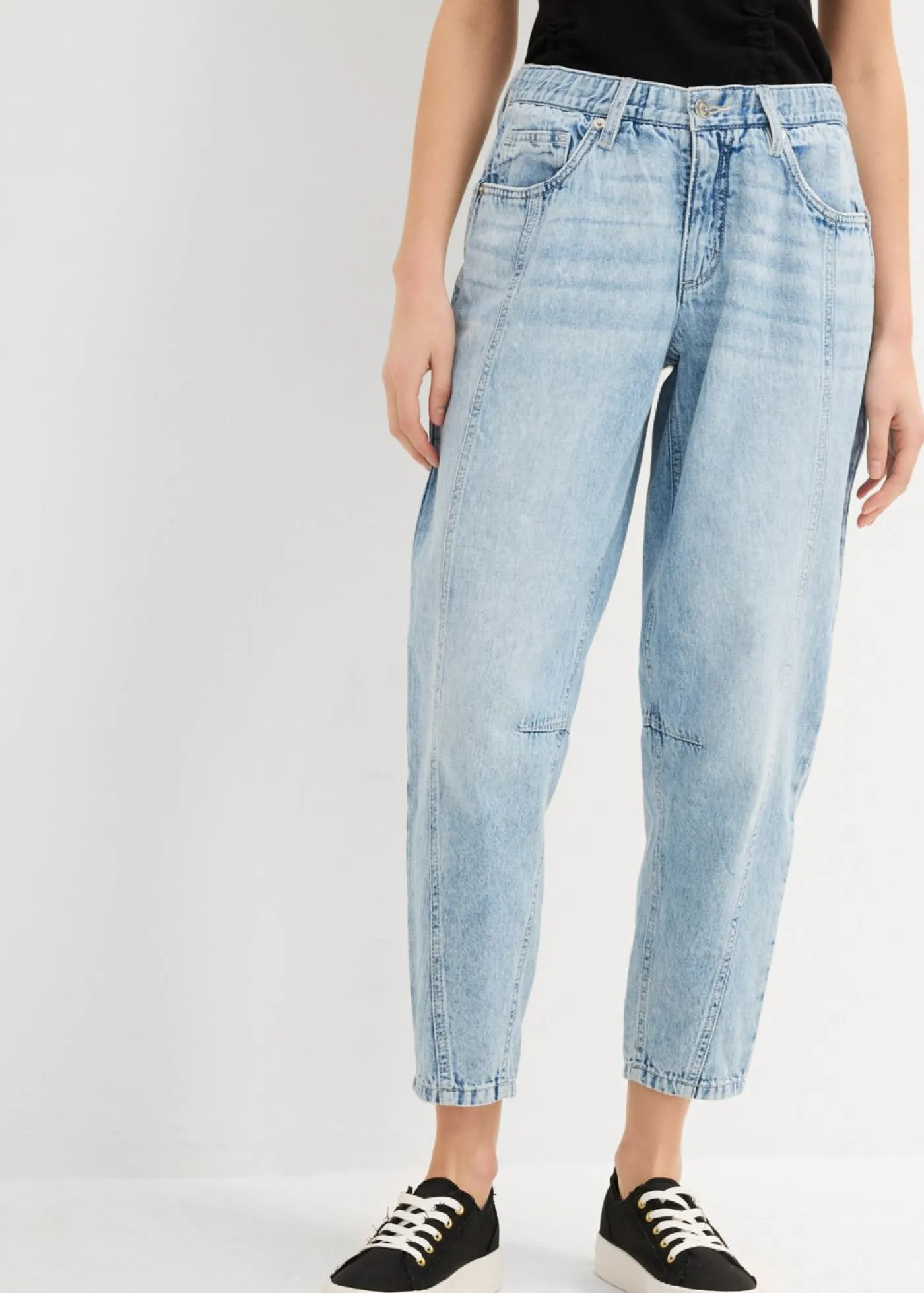 Clearance Vaqueros barrel, mid waist, low stretch, cropped Mujer Vaqueros