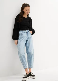 Clearance Vaqueros barrel, mid waist, low stretch, cropped Mujer Vaqueros