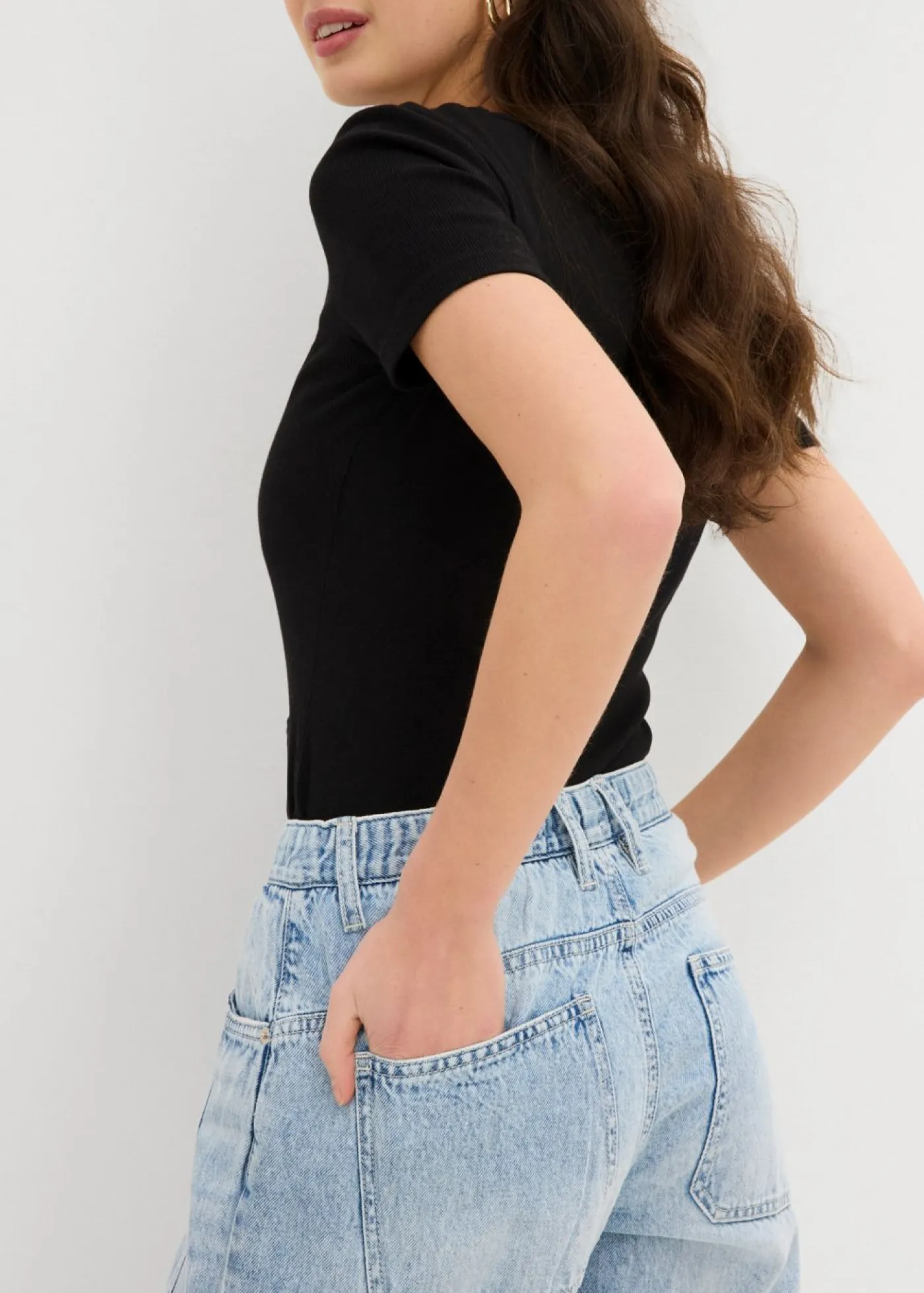 Clearance Vaqueros barrel, mid waist, low stretch, cropped Mujer Vaqueros