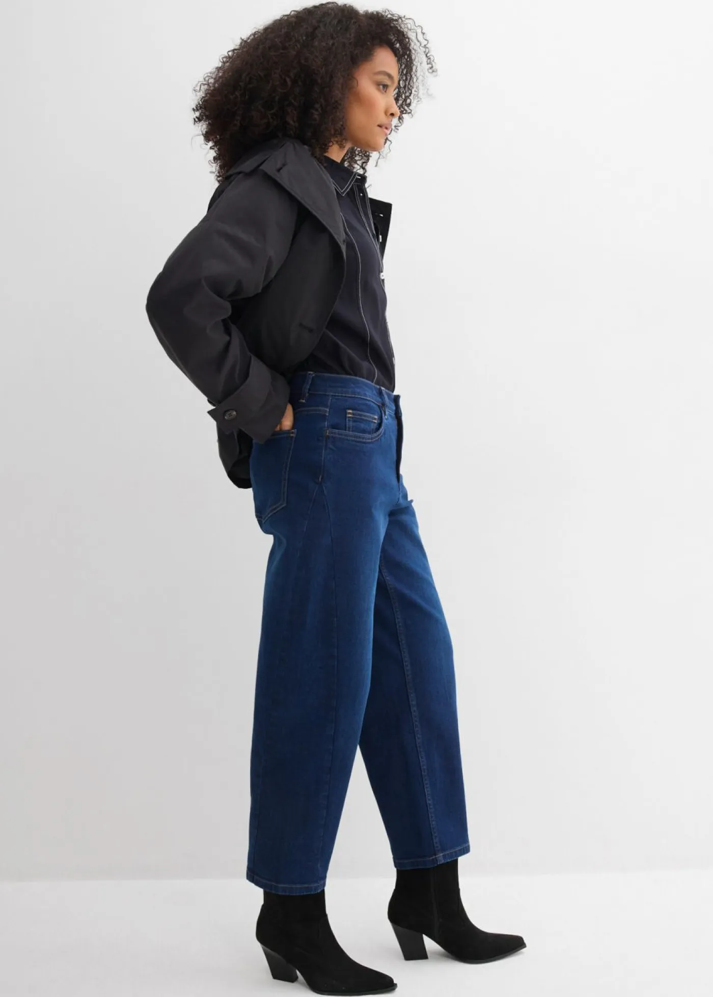 Clearance Vaqueros barrel, mid waist, de algodón orgánico Mujer Vaqueros