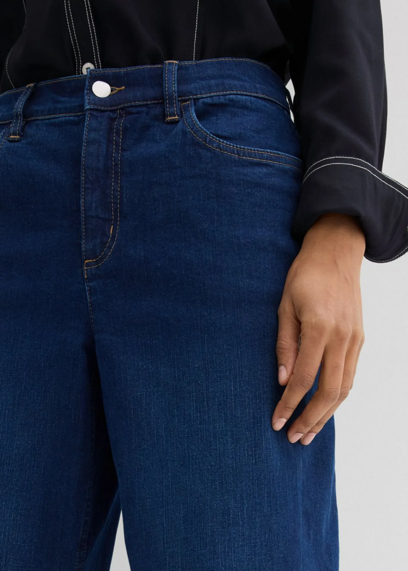 Clearance Vaqueros barrel, mid waist, de algodón orgánico Mujer Vaqueros