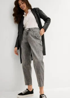 Vaqueros barrel, mid waist, low stretch, cropped Mujer Vaqueros