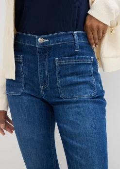 Discount Vaqueros bootcut, high waist, largo completo y elásticos Mujer Tallas Pequeñas|Vaqueros