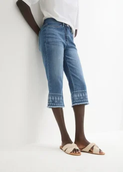 Discount Vaqueros capri con bordado Mujer Vaqueros
