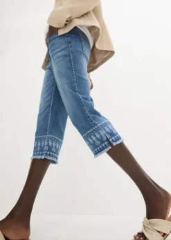 Discount Vaqueros capri con bordado Mujer Vaqueros