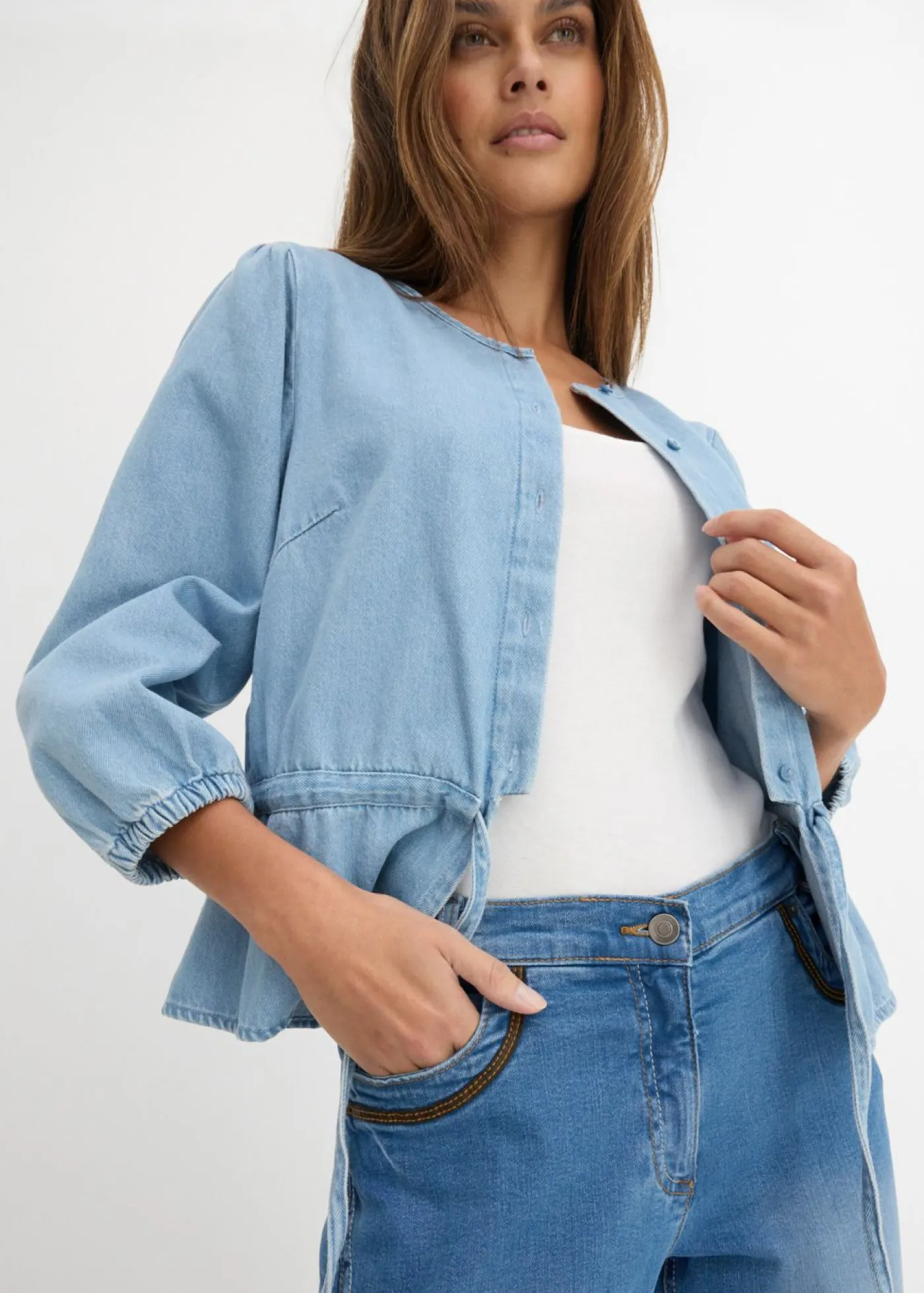 Outlet Vaqueros capri con corte ajustado y talle medio Mujer Vaqueros