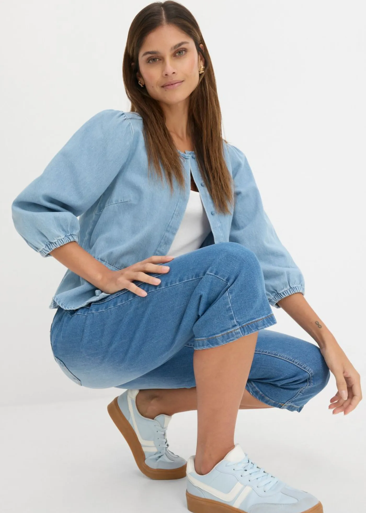 Outlet Vaqueros capri con corte ajustado y talle medio Mujer Vaqueros