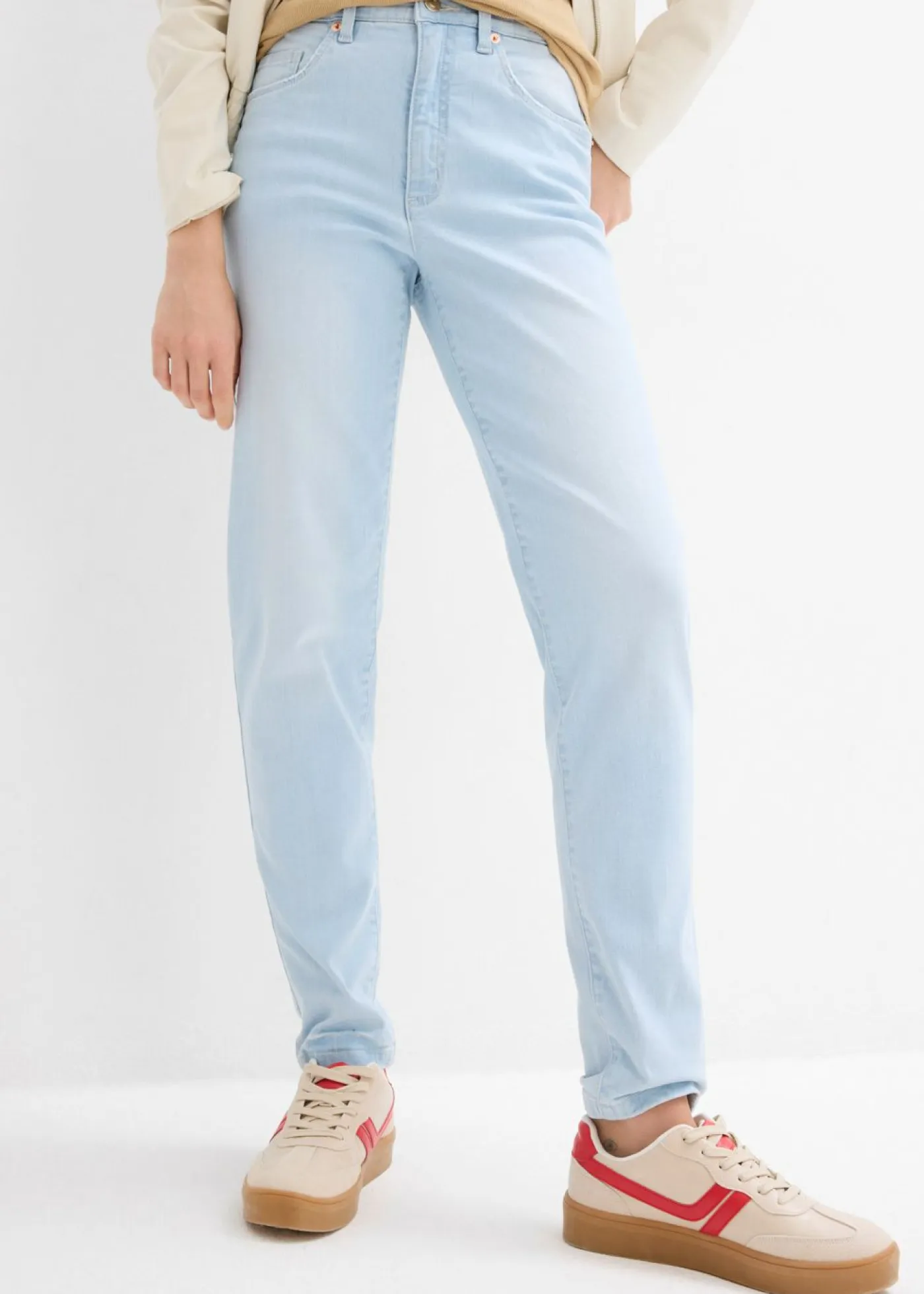 Outlet Vaqueros capri de talle alto con corte mom Mujer Vaqueros