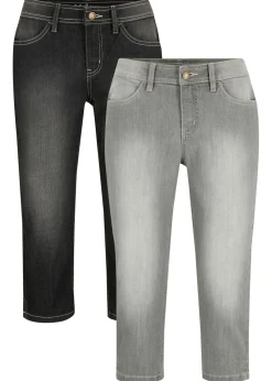Vaqueros capri elásticos, cómodos, 2 unidades Mujer Vaqueros