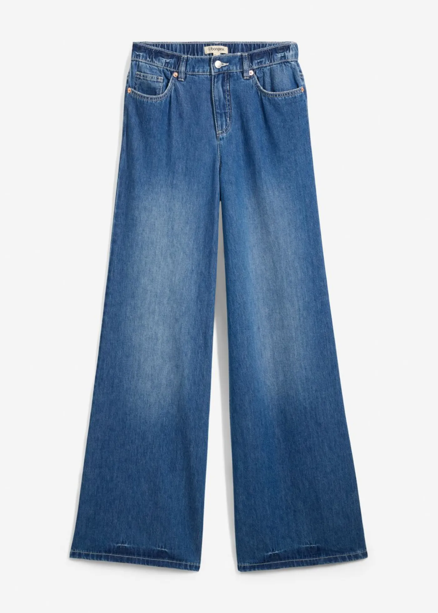 New Vaqueros con pernera ancha, high waist, largo completo y cintura cómoda Mujer Vaqueros|Tallas Pequeñas