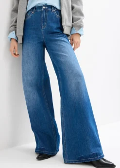 New Vaqueros con pernera ancha, high waist, largo completo y cintura cómoda Mujer Vaqueros|Tallas Pequeñas