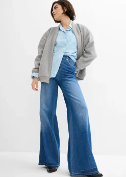 New Vaqueros con pernera ancha, high waist, largo completo y cintura cómoda Mujer Vaqueros|Tallas Pequeñas