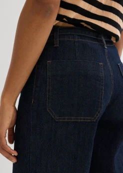 Vaqueros con perneras anchas, talle alto y largo cropped Mujer Tallas Pequeñas|Vaqueros