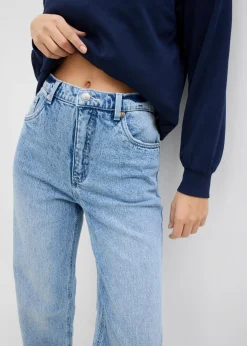 New Vaqueros con pierna ancha, talle alto y largo completo Mujer Tallas Pequeñas