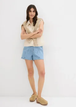 Clearance Vaqueros cortos con talle alto y cinturilla cómoda Mujer Shorts|Vaqueros