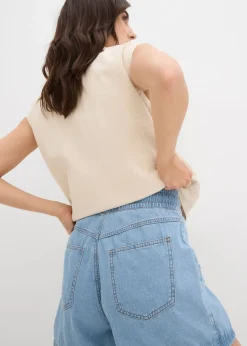 Clearance Vaqueros cortos con talle alto y cinturilla cómoda Mujer Shorts|Vaqueros