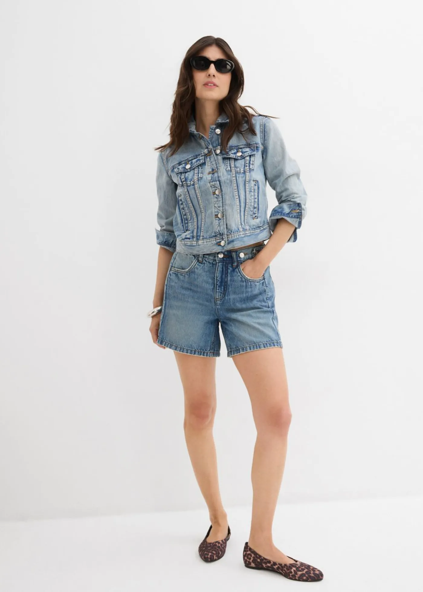 Hot Vaqueros cortos poco elásticos con talle medio Mujer Shorts|Vaqueros