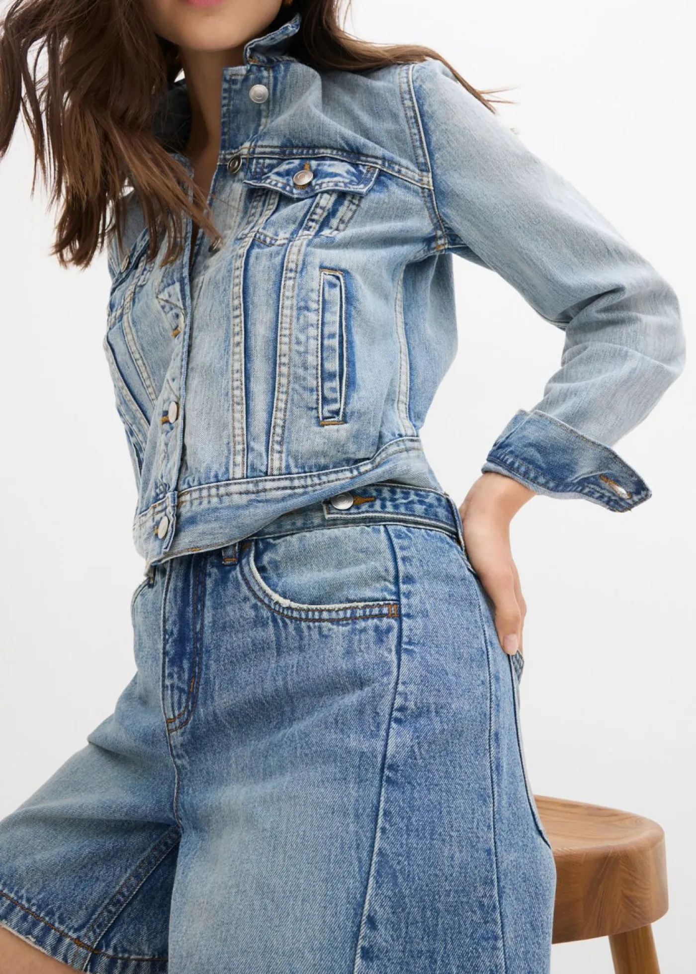 Hot Vaqueros cortos poco elásticos con talle medio Mujer Shorts|Vaqueros