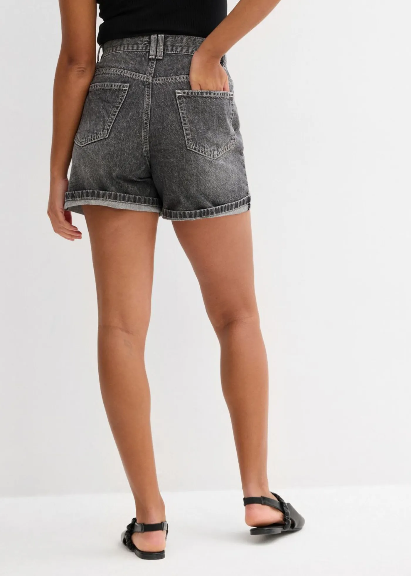 Discount Vaqueros cortos poco elásticos con talle alto Mujer Shorts|Vaqueros