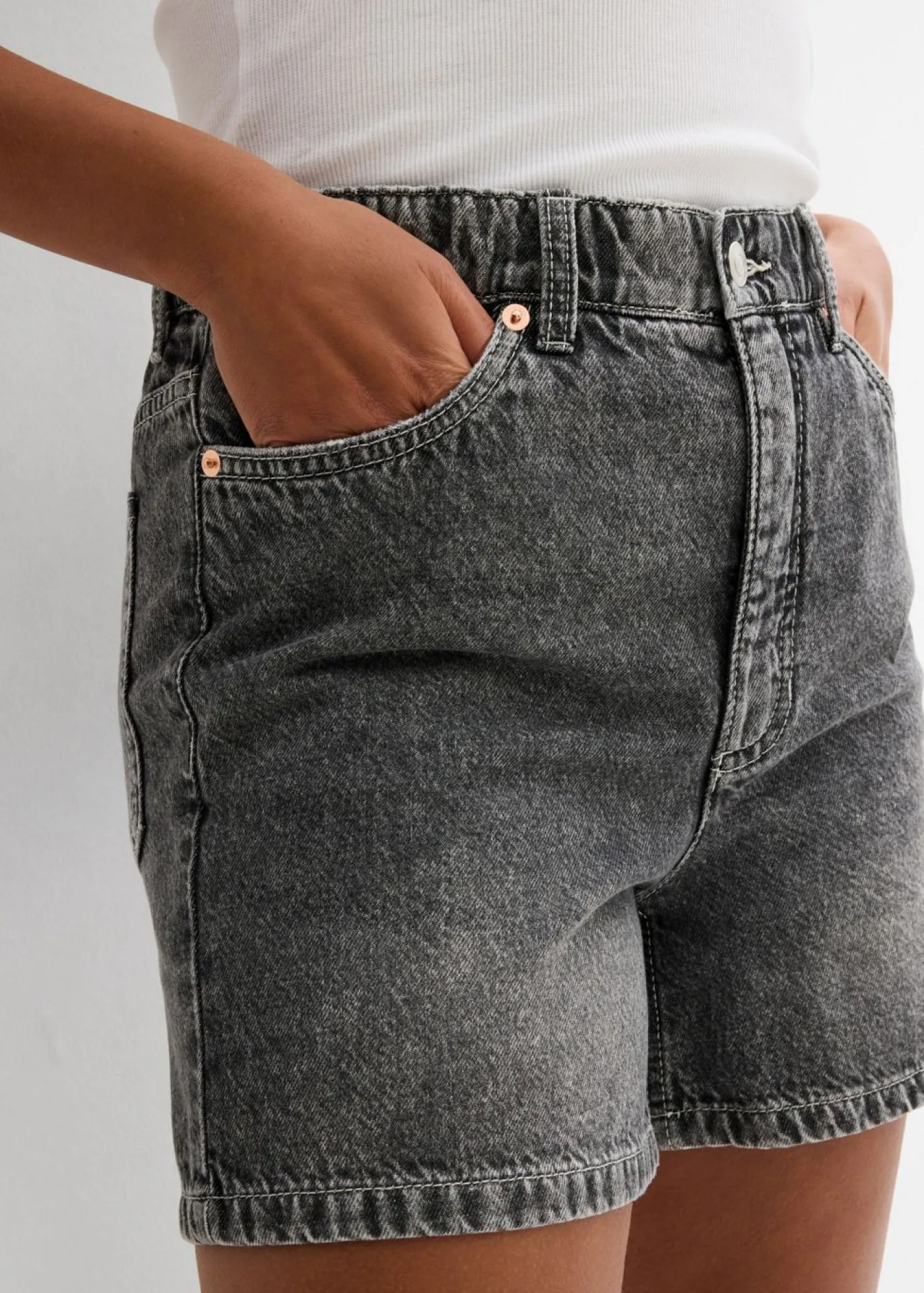 Discount Vaqueros cortos poco elásticos con talle alto Mujer Shorts|Vaqueros