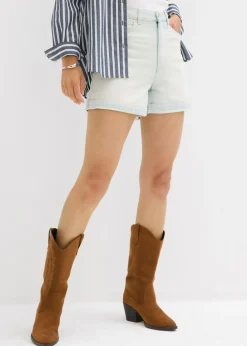 Outlet Vaqueros cortos poco elásticos con talle alto Mujer Shorts|Vaqueros