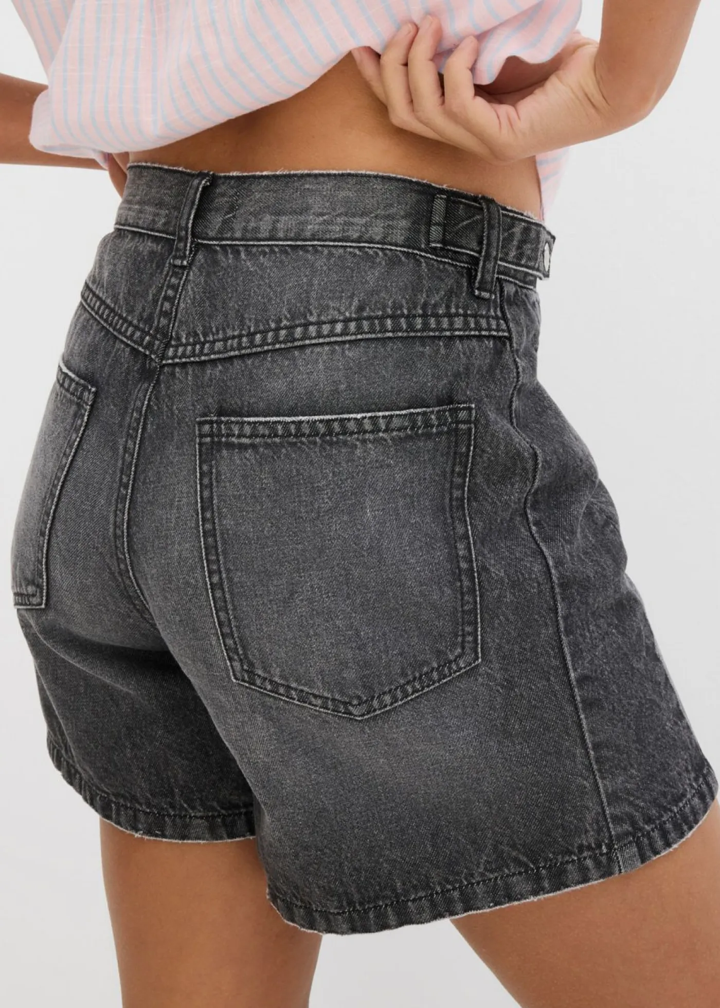 New Vaqueros cortos poco elásticos con talle medio Mujer Shorts|Vaqueros