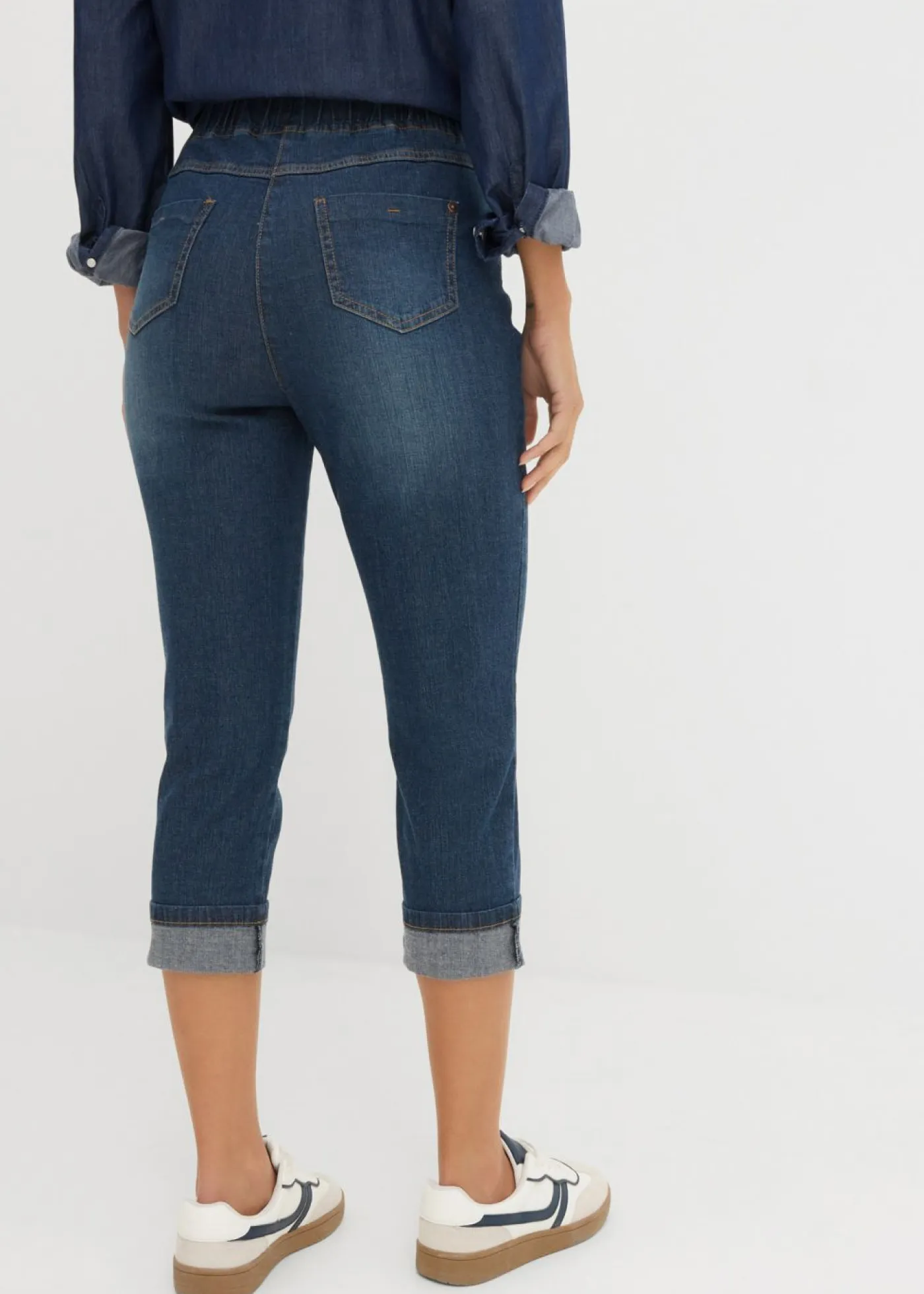 New Vaqueros de algodón con talle medio y corte slim Mujer Vaqueros