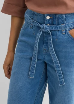 Online Vaqueros de algodón orgánico con perneras recta y talle alto Mujer Vaqueros