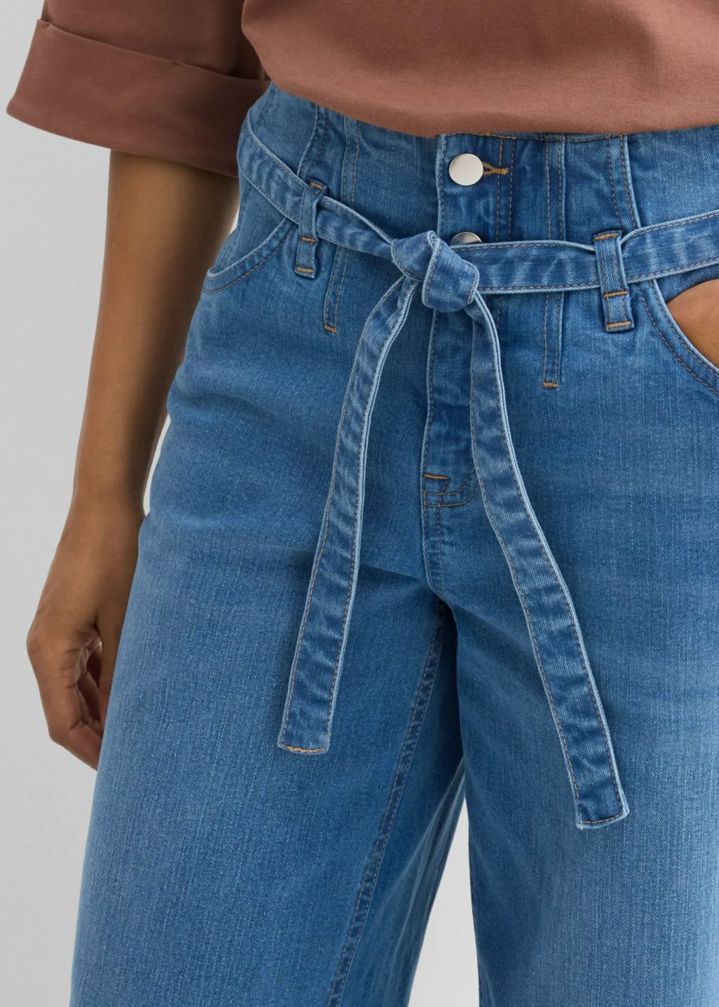 Online Vaqueros de algodón orgánico con perneras recta y talle alto Mujer Vaqueros