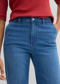 Clearance Vaqueros de algodón orgánico con perneras recta y talle alto Mujer Vaqueros