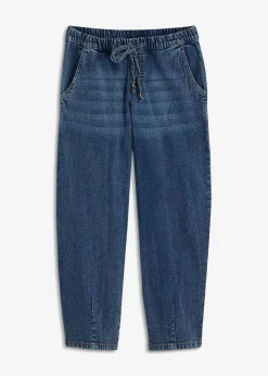 Vaqueros de corte barrel, mid waist, cintura cómoda Mujer Vaqueros