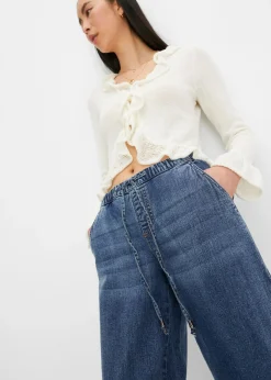 Vaqueros de corte barrel, mid waist, cintura cómoda Mujer Vaqueros