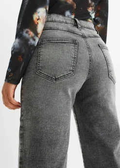 Sale Vaqueros de pernera ancha, high waist, con tachuelas Mujer Vaqueros