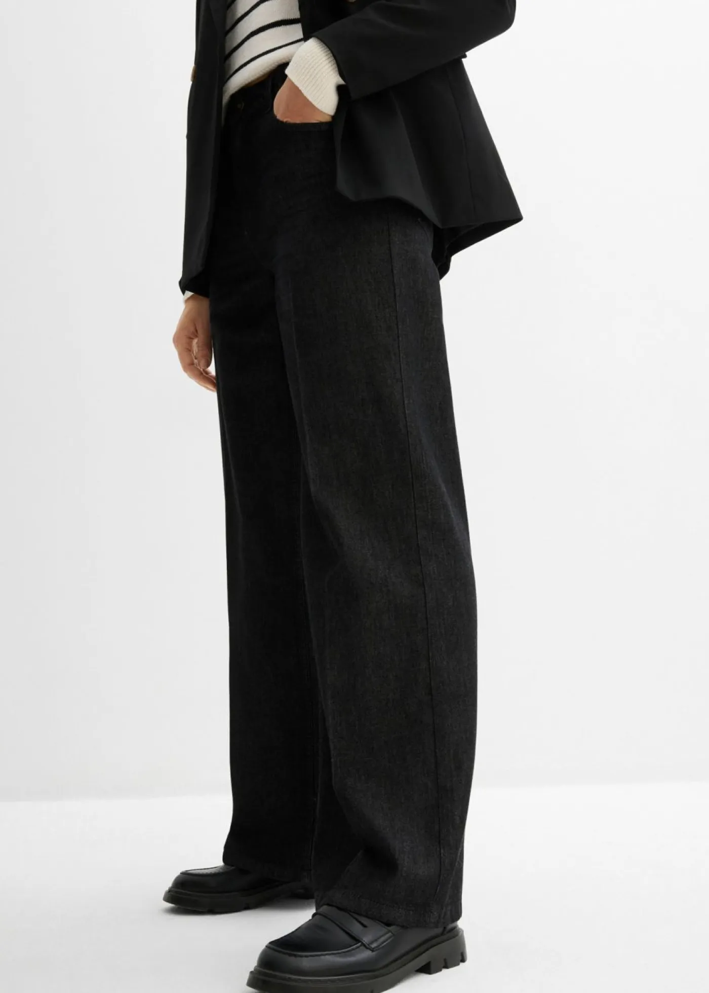 Online Vaqueros de pernera ancha, mid waist Mujer Tallas Pequeñas