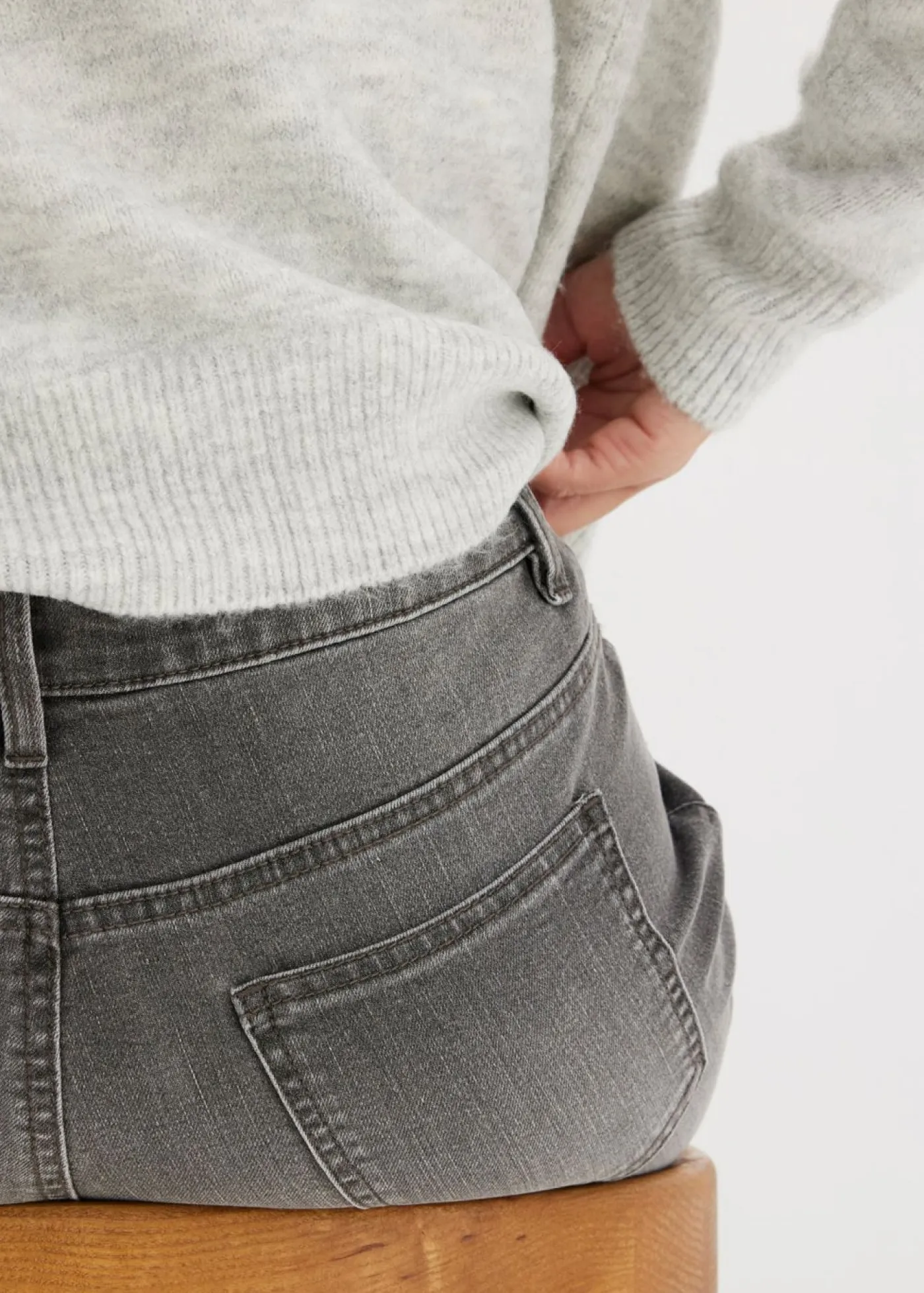 Outlet Vaqueros de pernera ancha, mid waist, elástico Mujer Tallas Pequeñas