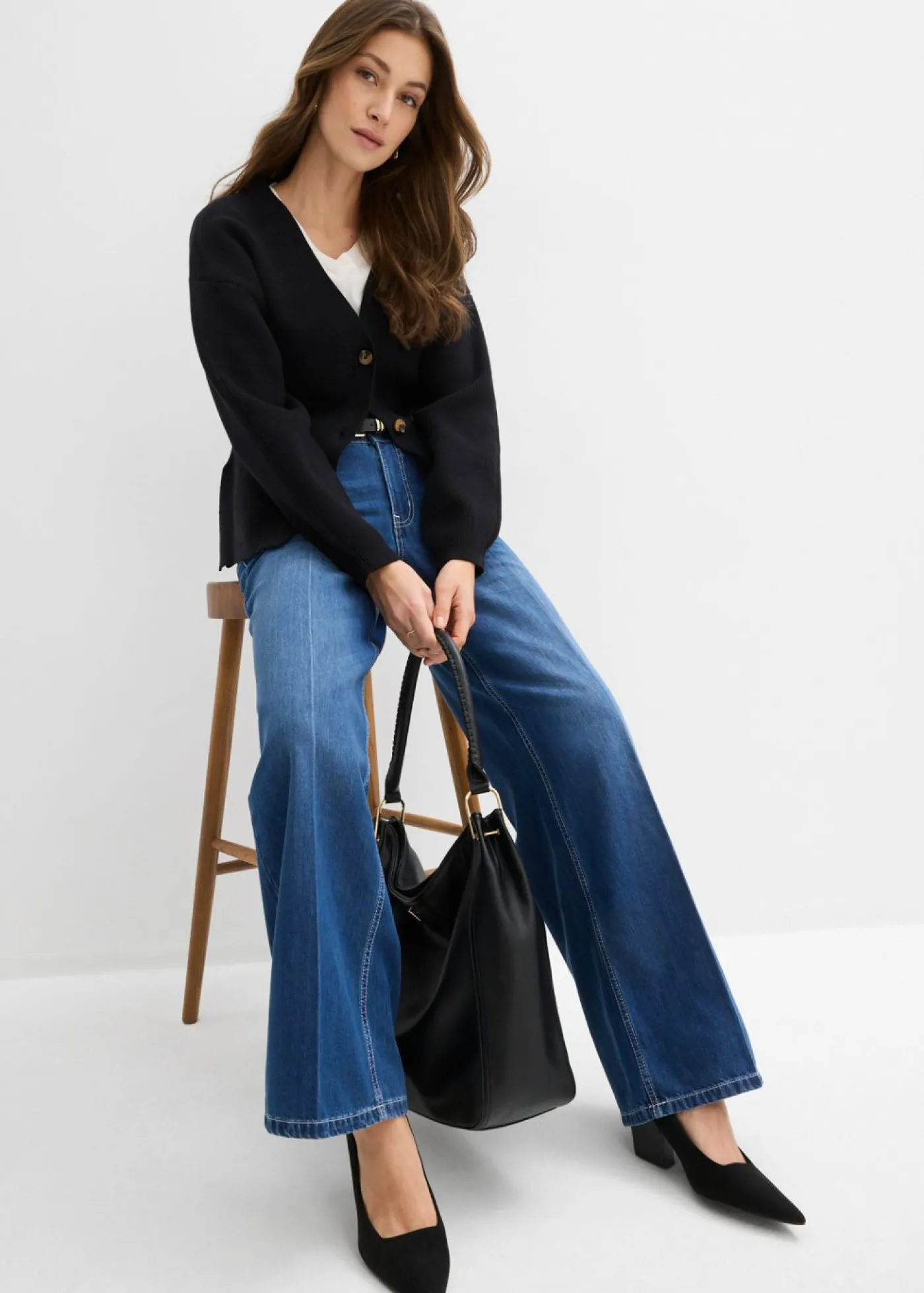 Best Vaqueros de pernera ancha, mid waist Mujer Vaqueros|Tallas Pequeñas
