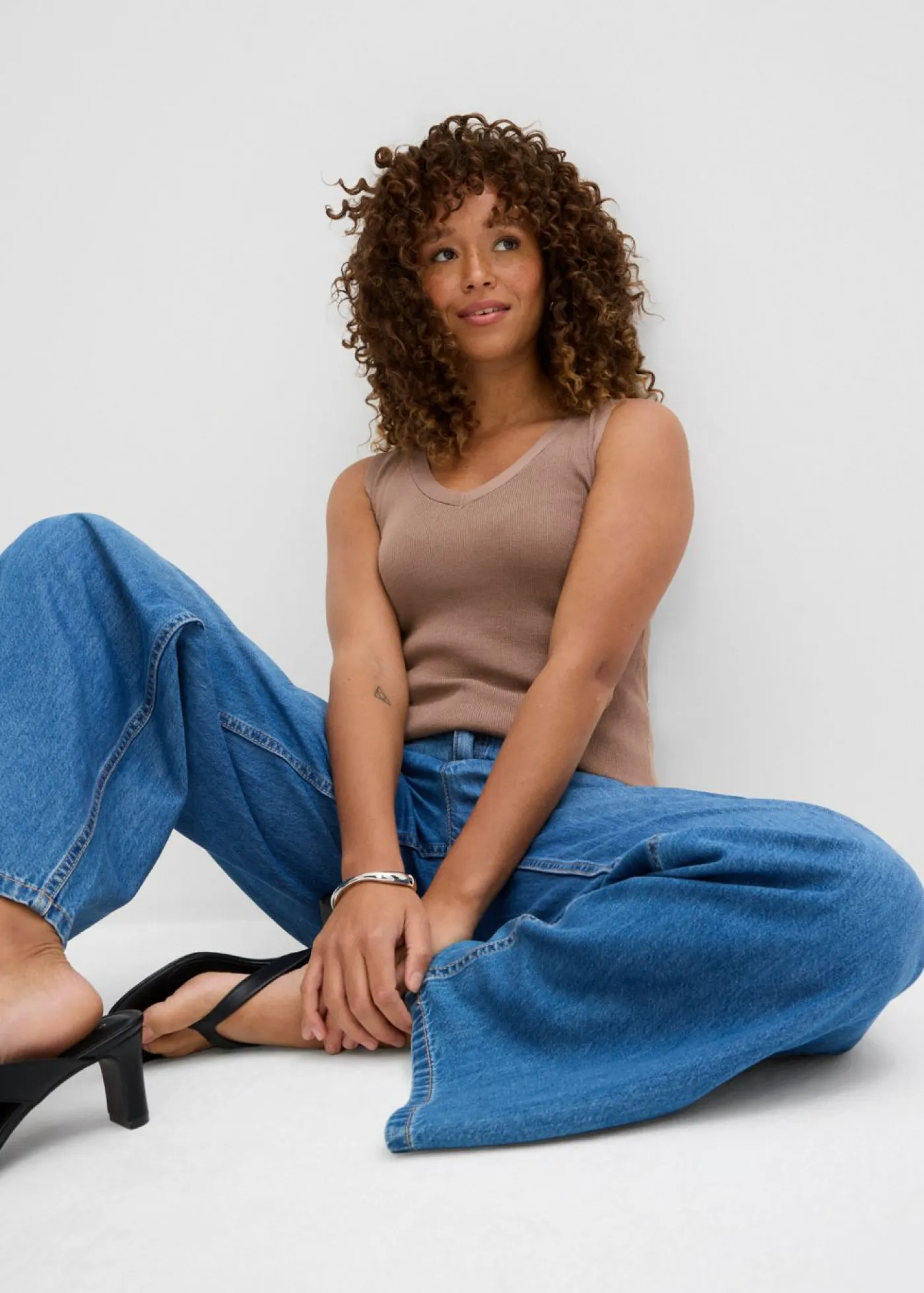 Vaqueros de pernera ancha, mid waist Mujer Vaqueros