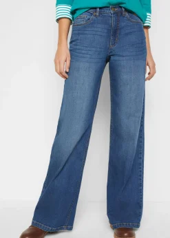 Outlet Vaqueros de pernera ancha, high waist, de algodón orgánico Mujer Vaqueros