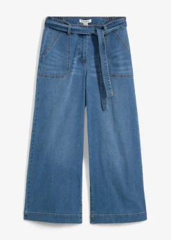 Hot Vaqueros de pernera ancha, high waist, cintura cómoda y cropped Mujer Vaqueros