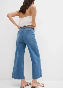 Hot Vaqueros de pernera ancha, high waist, cintura cómoda y cropped Mujer Vaqueros