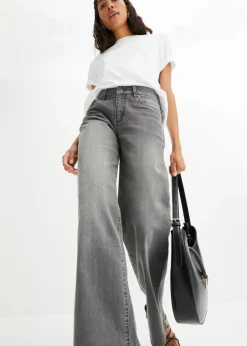 Vaqueros de pernera ancha, mid waist, elástico Mujer Vaqueros