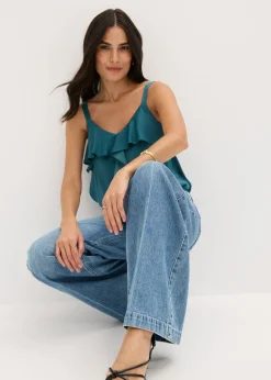Discount Vaqueros de pernera ancha, mid waist, largo completo y low stretch Mujer Vaqueros|Tallas Pequeñas