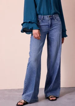 Discount Vaqueros de pernera ancha, mid waist, largo completo y low stretch Mujer Vaqueros|Tallas Pequeñas